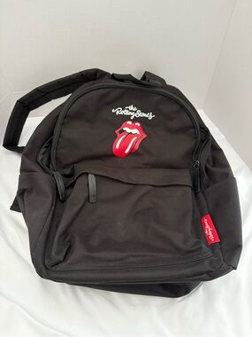 Official The Rolling Stones Classic Tongue Logo Black Backpack Rucksack